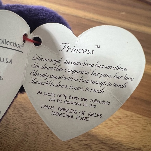 TY Beanie Baby PRINCESS DIANA the Purple Teddy Bear 1997 -RETIRED Toy wales - Picture 5 of 7